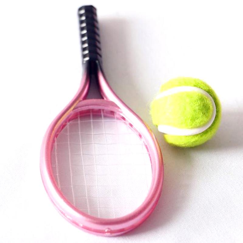 1:6 1:12 Dollhouse Miniature 1Pc Tennis Racket + 1Pc Ball Dolls Accessories