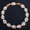 WWJ Top Quality Water Drop Cubic Zirconia Paved Tennis Bracelet for Women Wedding Party Jewelry
