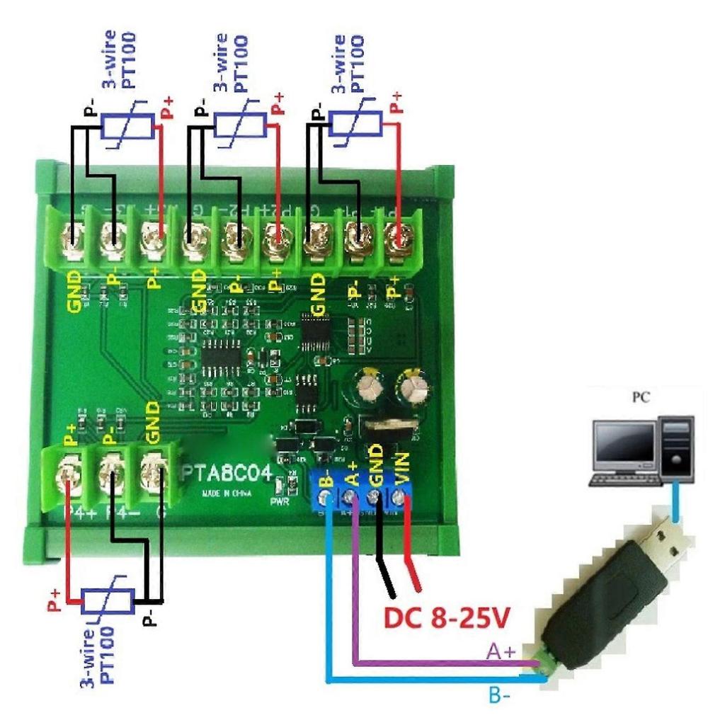 High quality 4ch PT100 RTD RS485 Temperature Sensor Module Modbus ...