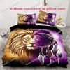 Lion Duvet Cover Set Safari Bedding Set Wildlife Hunting Polyester Double Queen King Size Quilt Cover for Kids Teens 3D Print