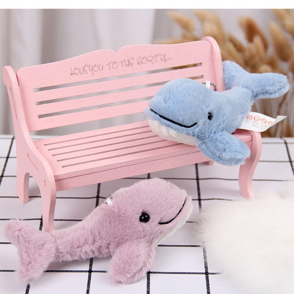Cute Plush Stuffed Whale Keychain Cartoon Marine Organism Keyring Cetacean Pendant  Car Key Pendant