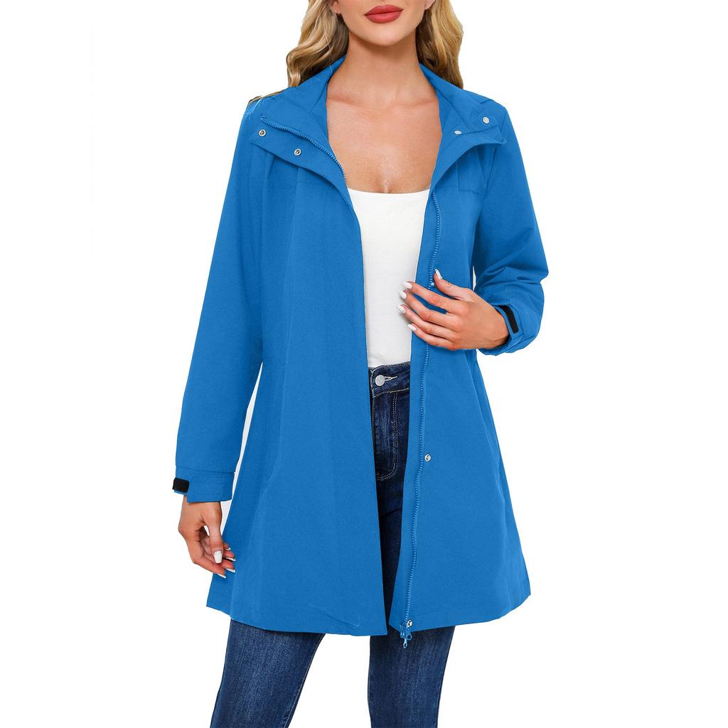 Женская модная ветровка с лацканами, однотонная повседневная куртка с длинным рукавом