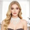 Imitation Pearl Fake Collar Necklace Hollow Design Multi Layer Detachable Collar Solid Color Dress Accessory