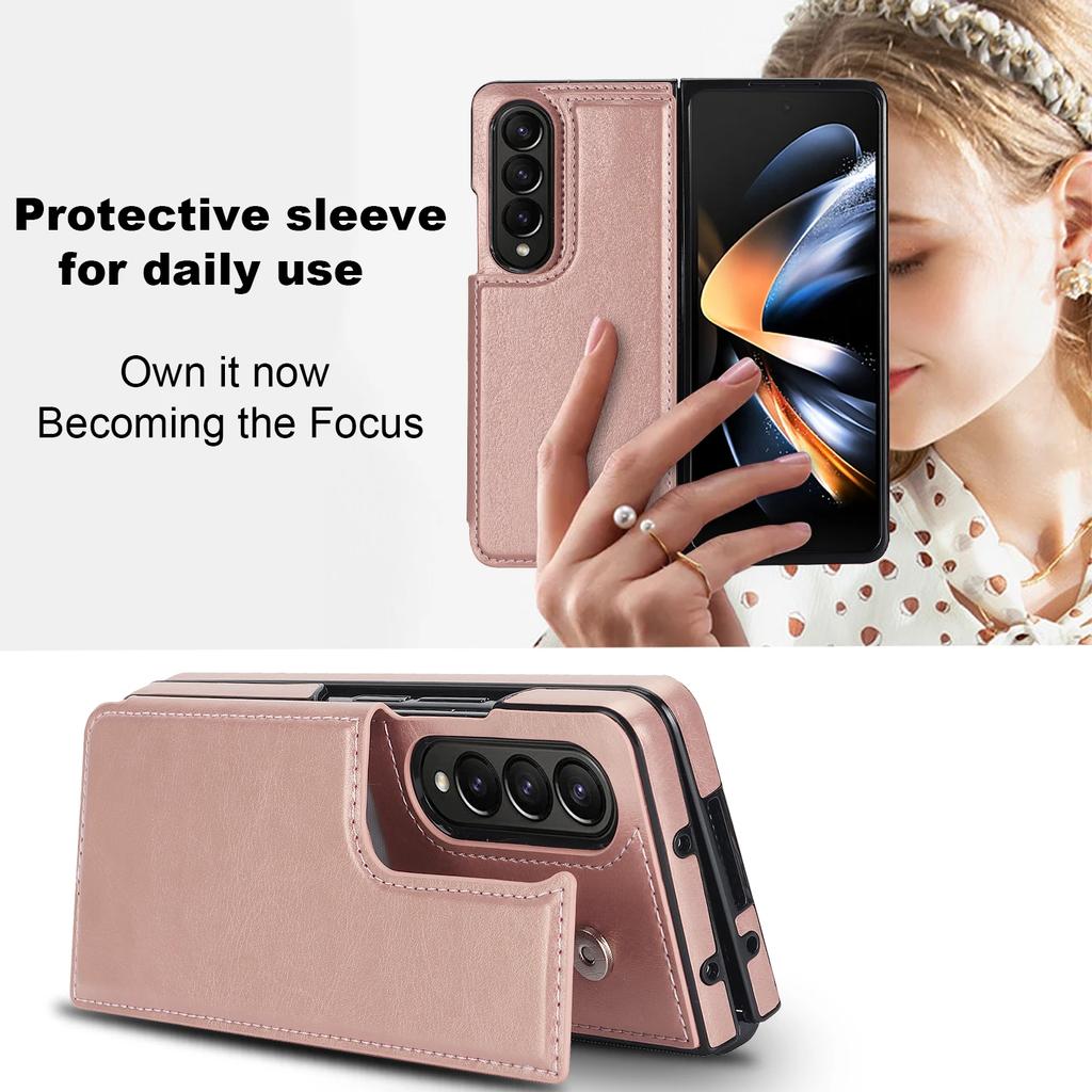 Складной кожаный чехол-подставка для карточек Samsung Galaxy Z Fold 6 5 4 3 5G Fold 6 Business Protection Z Fold 5 Luxury Fashion Cover