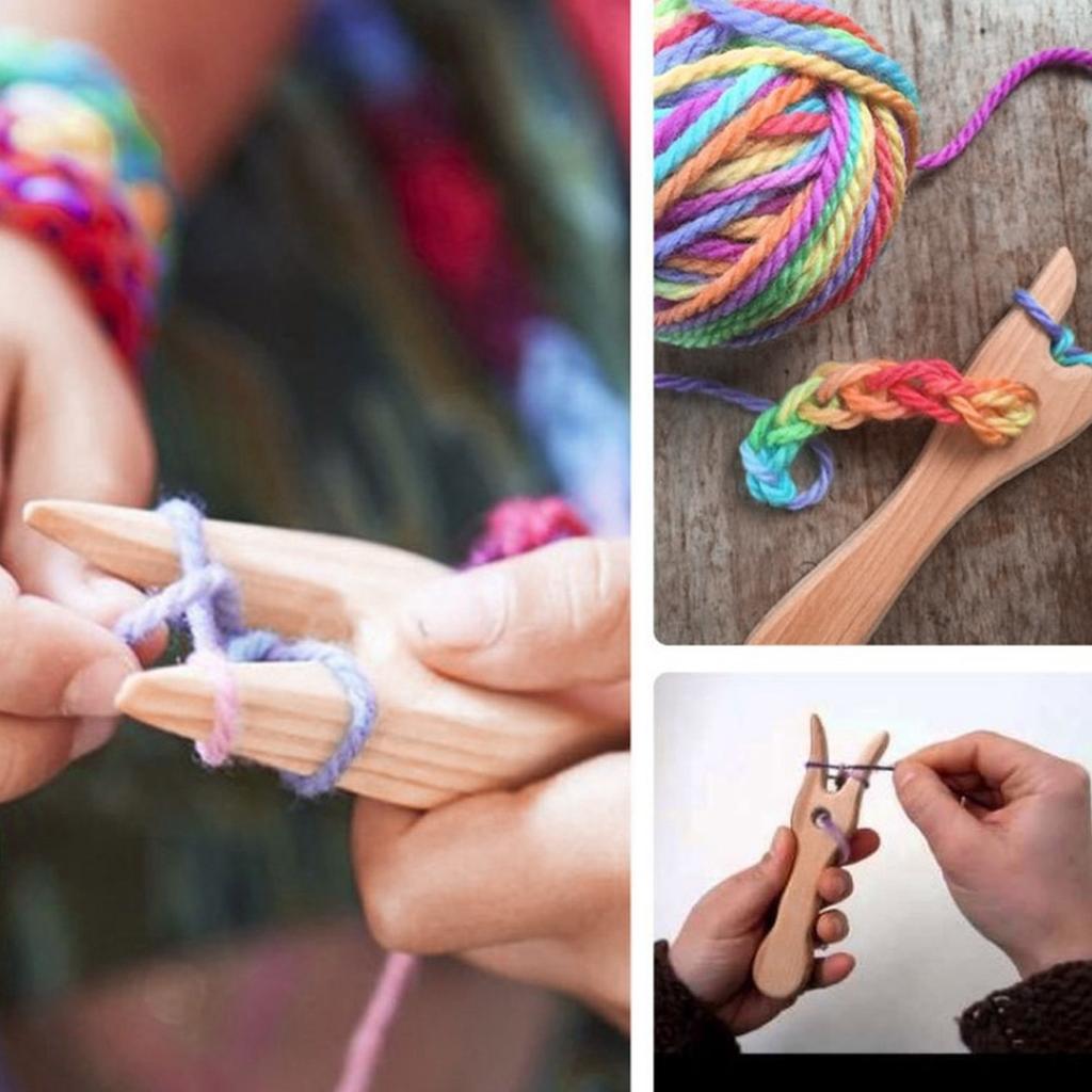 Fork Type Wooden Knitting Tools DIY Weaving Tools for Bracelet Necklace Braided Tools