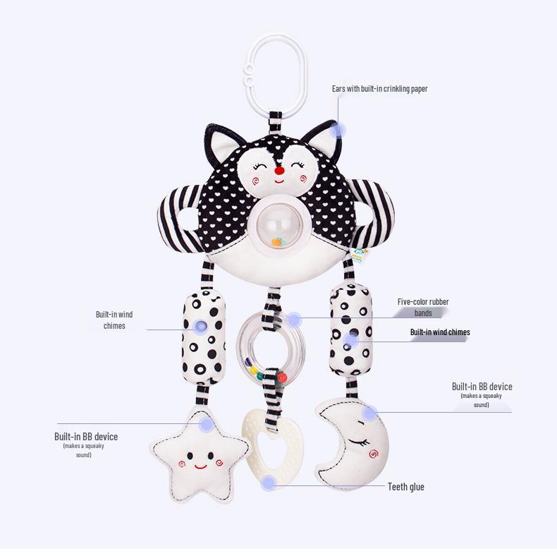 Happy Monkey Black & White Baby Rattle and Stroller Wind Chime