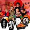 12Pcs Halloween Paper Food Serving Trays Black Horror Coffin Snack Cookie Gift Box Trick Or Treat Halloween Party Decor Supplies
