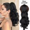 Синтетический 45 см наращивание хвоста с когтями, длинный волнистый хвост, зажим для наращивания волос, темный шиньон для женщин