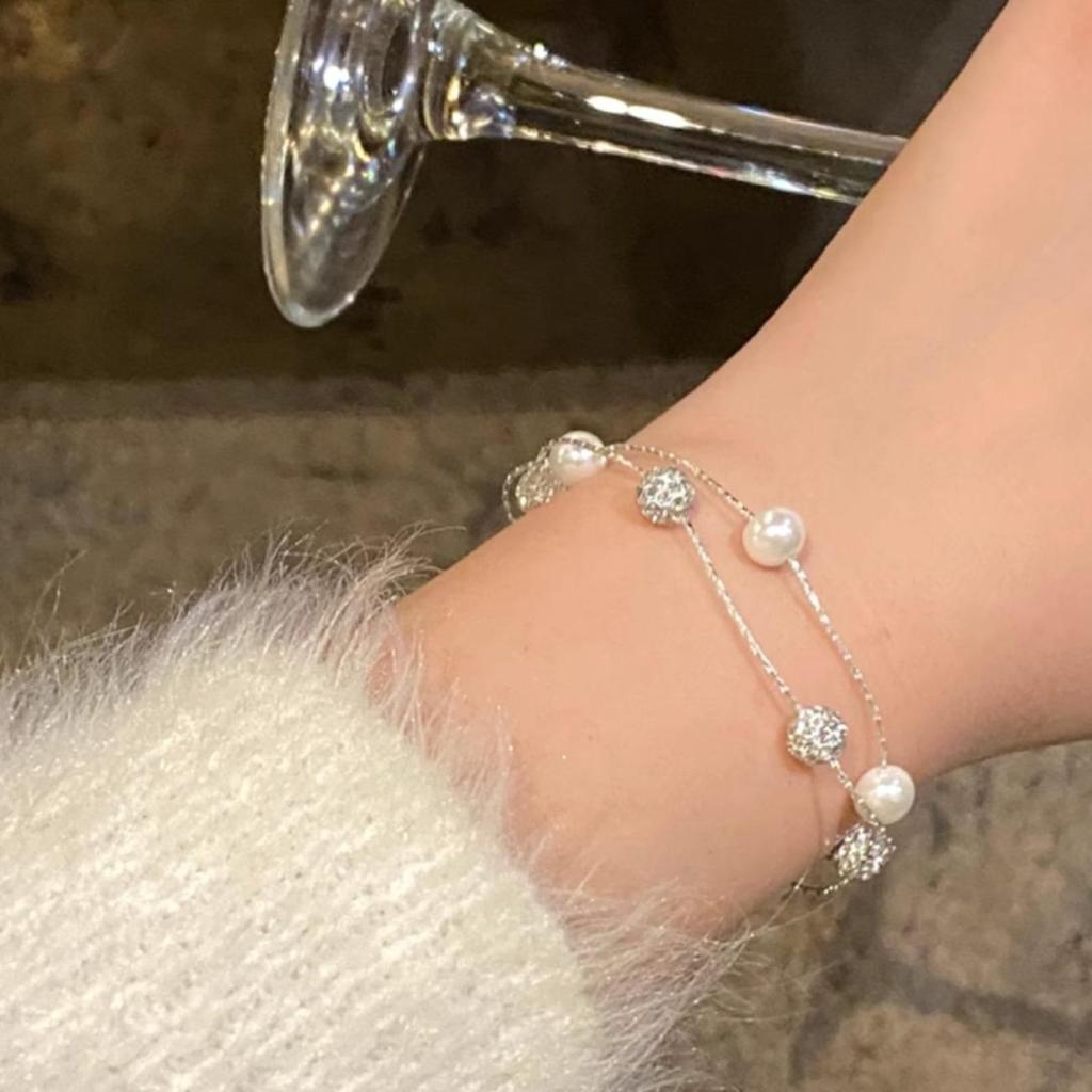 Женский браслет из двухслойного жемчуга и бриллиантов Gypsophila 2025 года — легкая роскошь, высококачественный нишевый дизайн