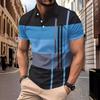 Summer Men's Casual Striped Printed Short Sleeved Polo Shirt