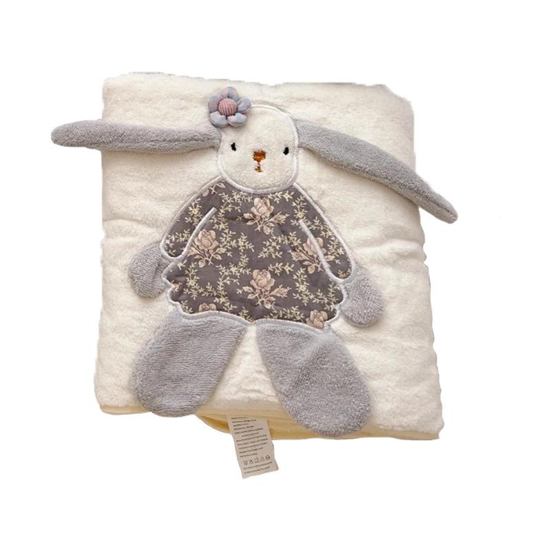 70*140 см мультяшный длинноухий кролик детское банное полотенце плюшевый бархат супер мягкий и милый детский большой полотенце пеленка