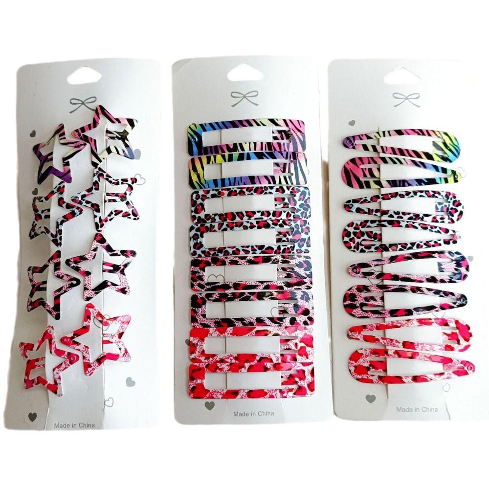 8pcs Geometric Star Leopard Print Hairpins Vintage BB Clips Bangs Hairclip For Women Girls