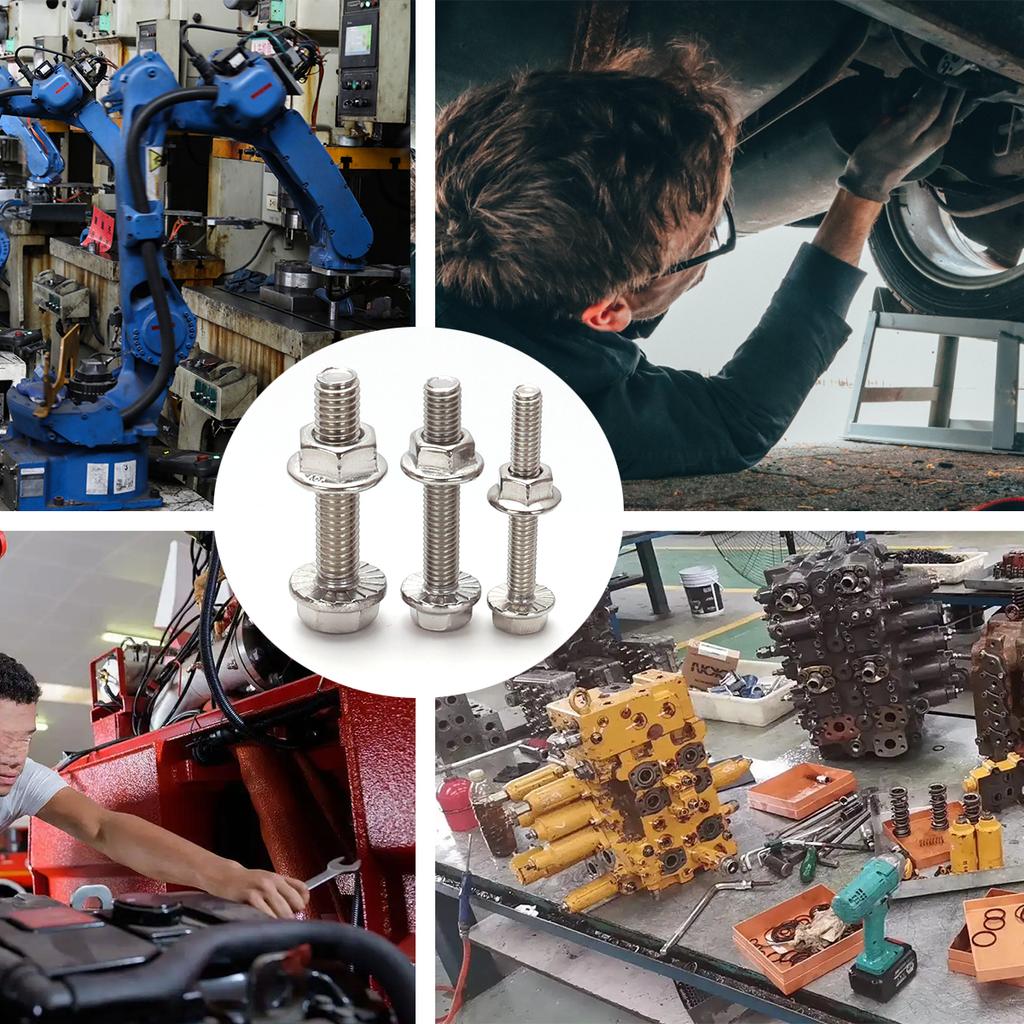 132pcs stainless steel hexagonal flange bolt and nut set, M5, M6, M8 flange bolts and nuts, flange plate, for DIY projects.
