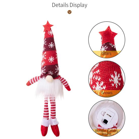 Рождественский кулон-гном с теплыми белыми светодиодными огнями, длинной бородой, рождественский гном, украшение для дома, настольное