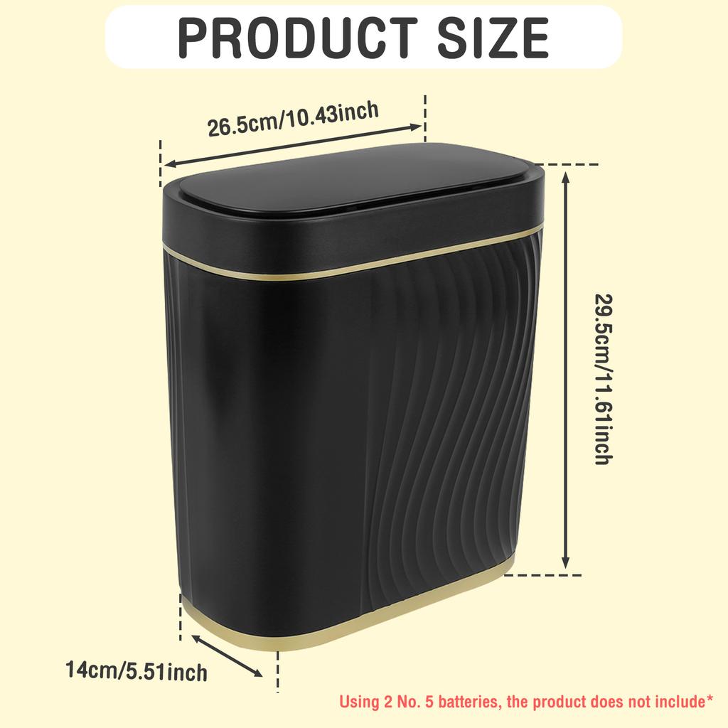 Мусорное ведро с датчиком движения 7000 мл Бесконтактное автоматическое мусорное ведро Питание от батареек Умное мусорное ведро для дома, ванной комнаты, кухни, офиса