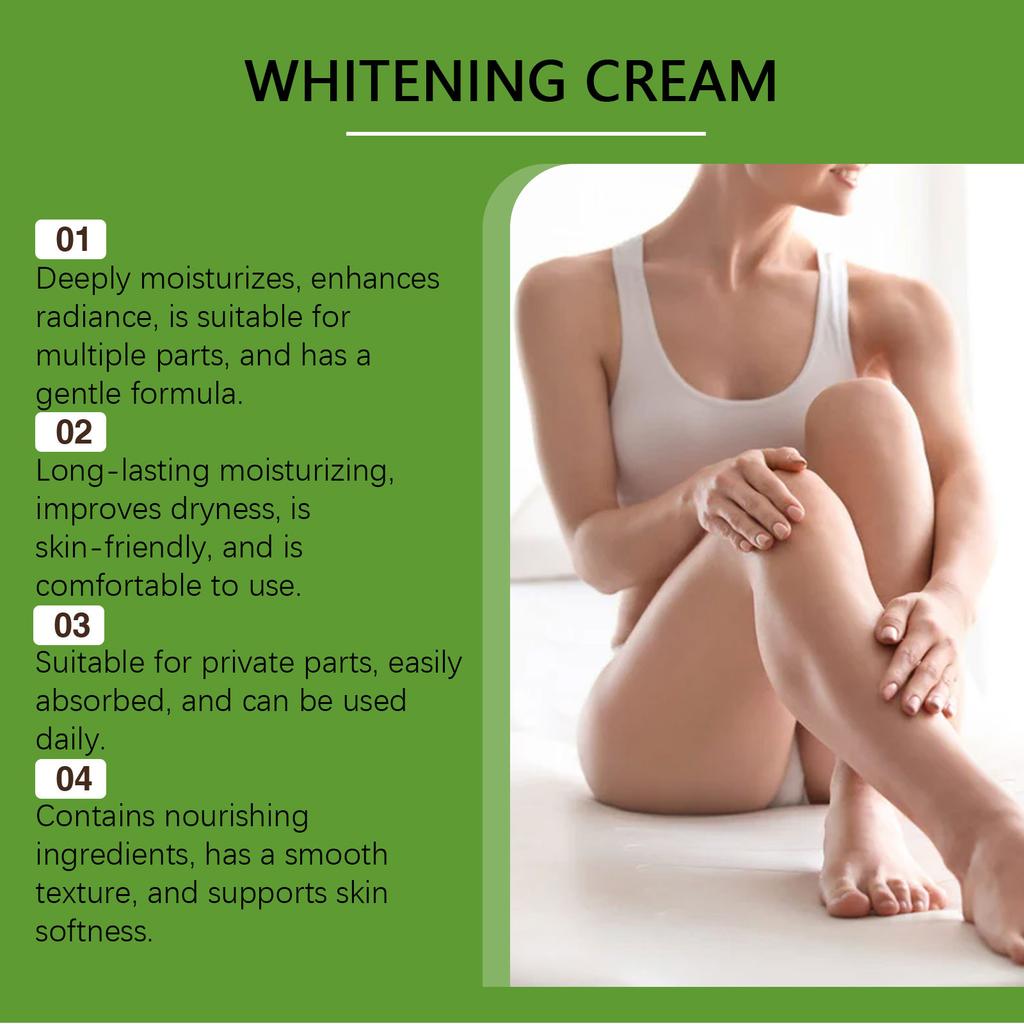Увлажняющий и осветляющий крем для тела подходит для ежедневного ухода за интимными зонами, подмышками, коленями и локтями.