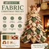DIY 3D Patchwork Quilted Christmas Tree Kit 30cm Fabric Holiday Tabletop Decoration with Interchangeable Top Ornament Red Plaid Farmhouse Handmade