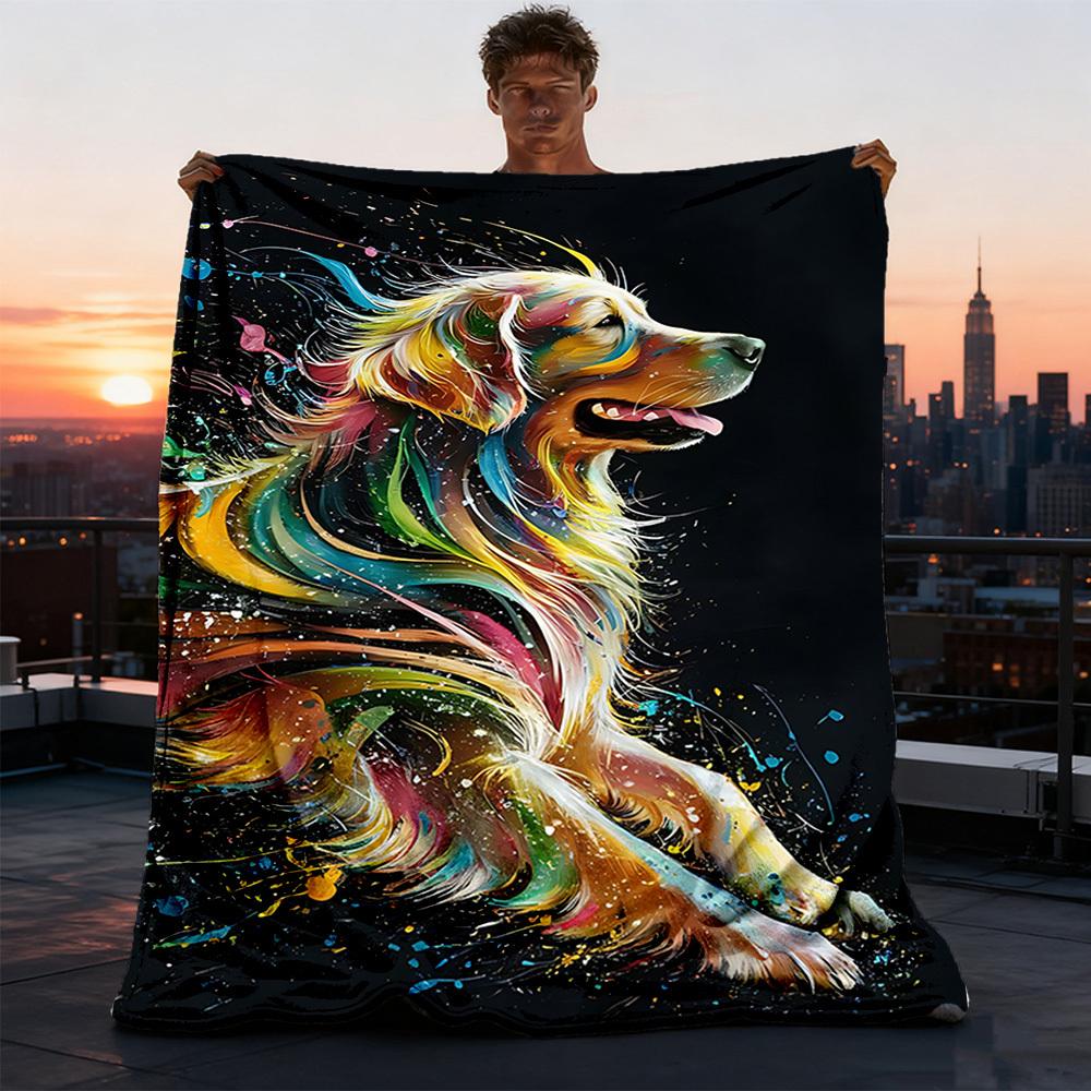 1pc Colorful DogOutdoor Blanket, Soft And Comfortable Blanket, Casual Warm Outdoor Blanket, Good Birthday Gift yy260328060