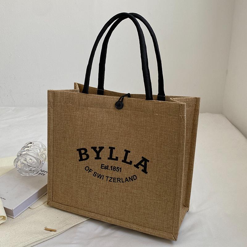 Женская модная льняная сумка-тоут большой вместимости 2024 - на одно плечо, подходит для студентов, в наличии