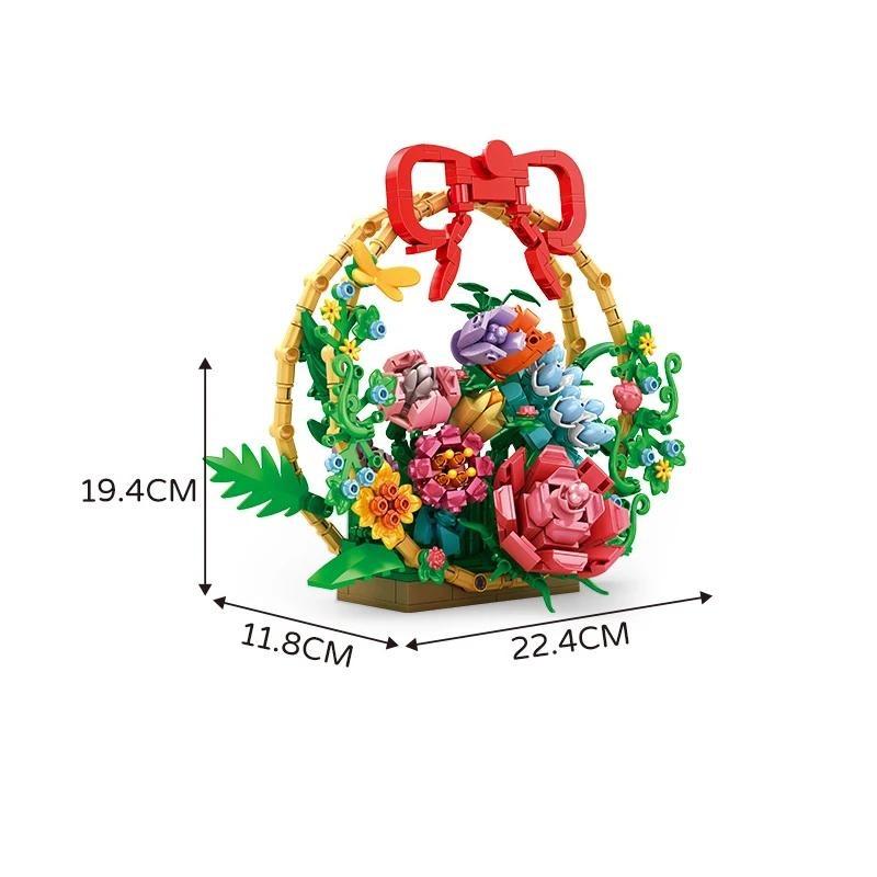 Creative Simulation Of Flower Bonsai Flower Basket Tabletop Decoration Building Blocks Bricks Toys Gifts