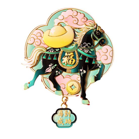 Магнит на холодильник Год Лошади Магнит на холодильник в китайском стиле Мультяшный Зодиак Лошадь Сплав цинка Магнит на холодильник Украшение для дома и кухни на Новый год