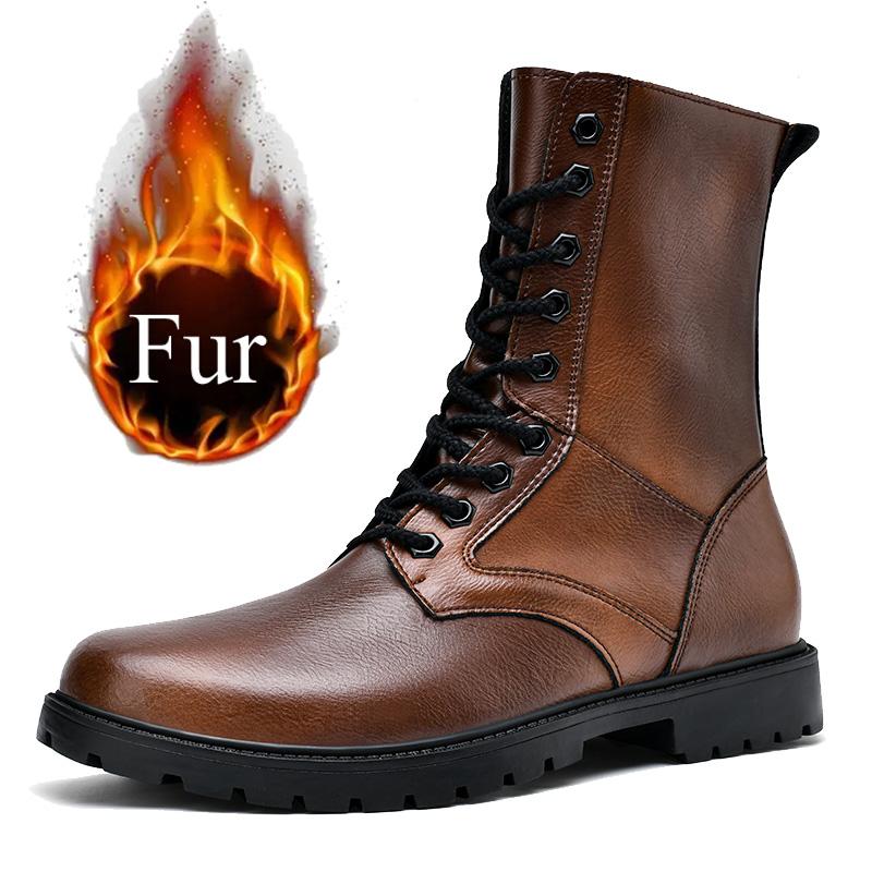 Роскошные мотоциклетные ботинки из натуральной кожи, мужская обувь, теплые водонепроницаемые кожаные ботинки, длинные сапоги, модная обувь, мужские трендовые ботинки