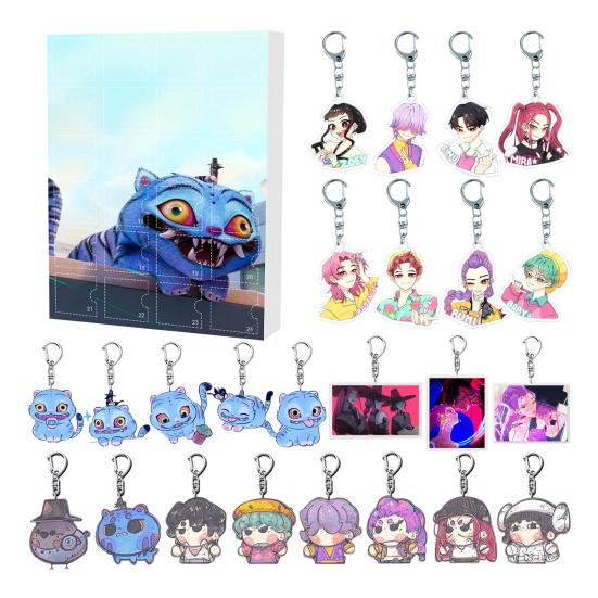 Аниме Рождественский Обратный Отсчет Коробка 24-Дневный Адвент-Календарь с Акриловыми Подвесками-Игрушками