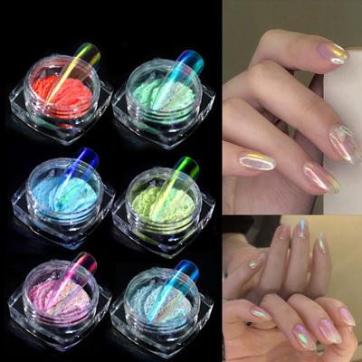 Beauty Nail Ice Прозрачный голый цветной порошок Aurora Powder Nail Fantasy Mermaid Mirror Flour Magic Mirror Powder