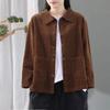 Women's Corduroy Solid Color Fashion Jacket Short Loose Korean Style Retro Versatile Casual Jacket Outer Wear Top
