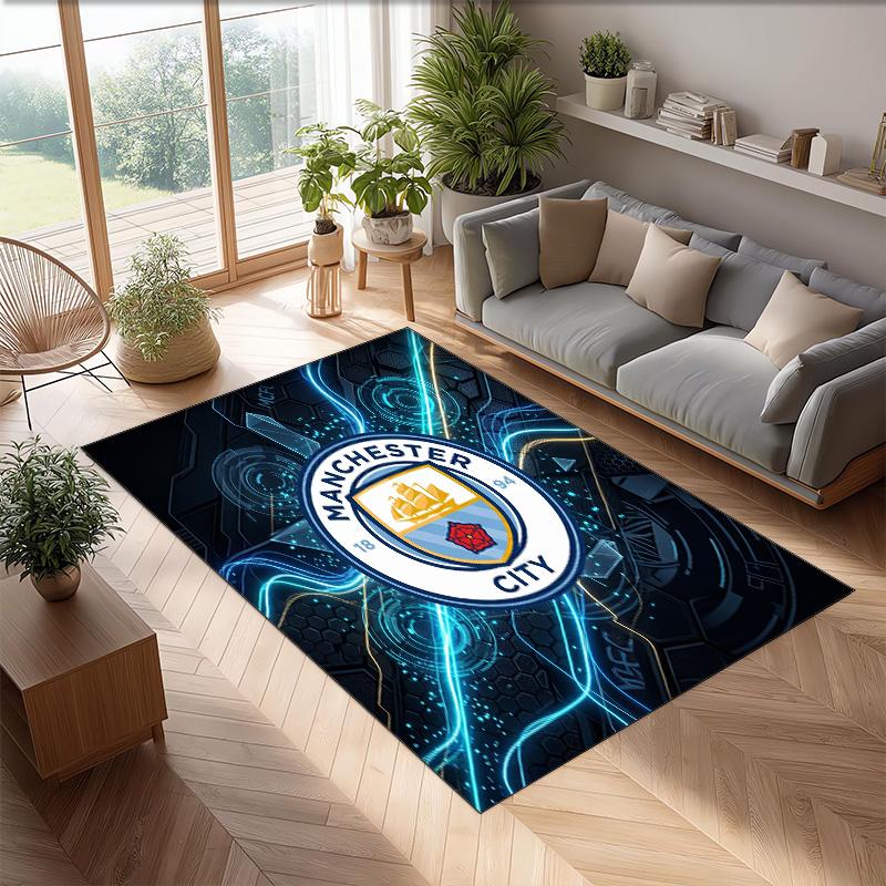 Фланелевый ковер с принтом Manchester City, нескользящий, мягкий, из полиэстера, для пола, декоративный коврик для спальни, гостиной, дивана