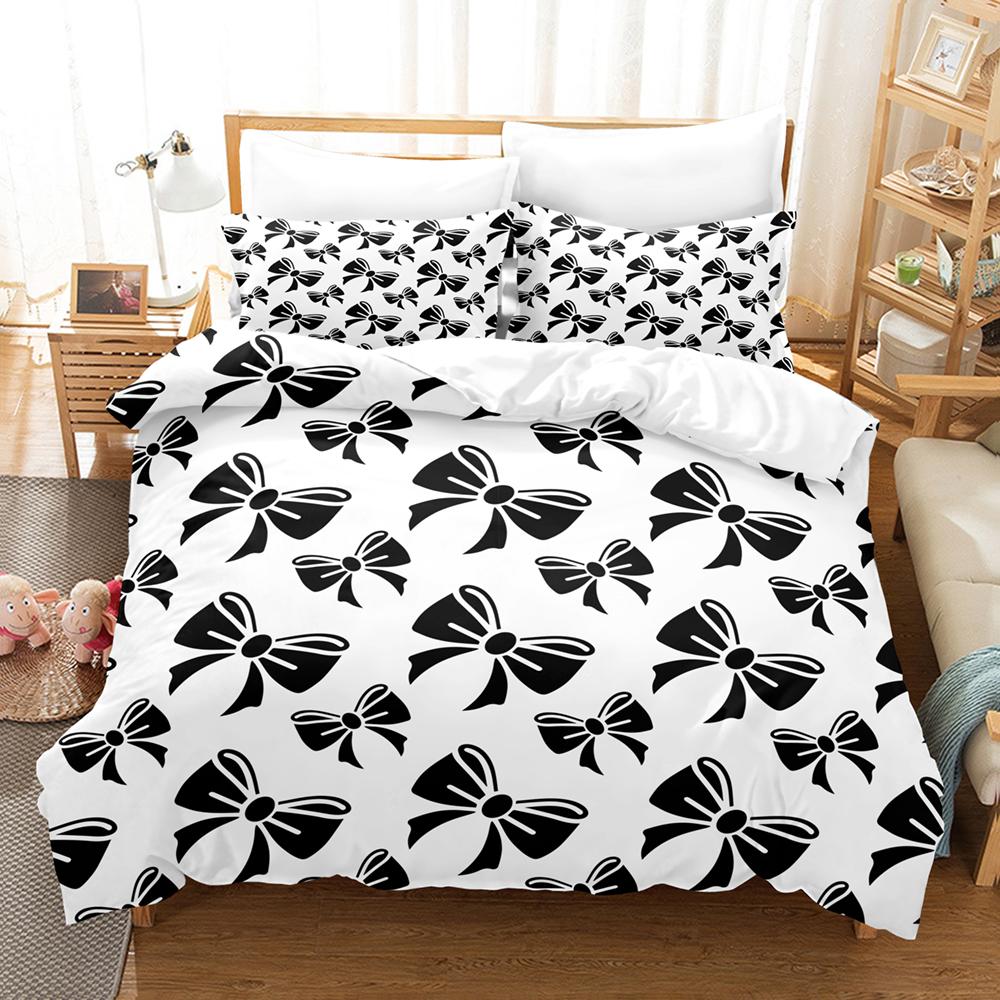 4pcs Bowknot Bedding Sets Skin Friendly Soft Bedsheets And Duvet Covers Comfortable And Lovely Suitable For All Ages