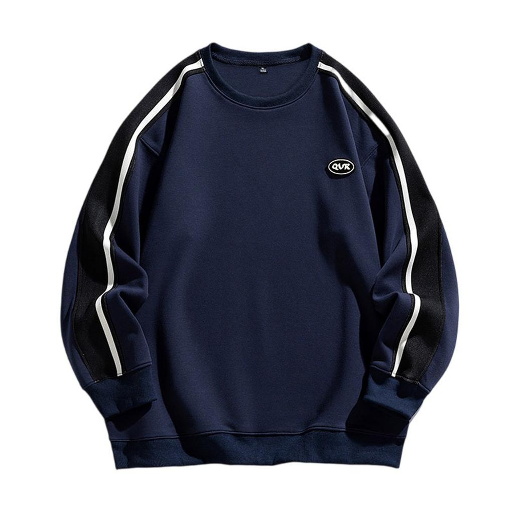 Men's Solid Color Round Neck Long Sleeve Sweatshirt Men's Sports Large Size Casual Round Neck Sweatshirt
