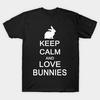 Мужская черная футболка с принтом Очень большая футболка keep-calm-and-love-bunnies Принт на термотрансферной бумаге без выреза Хлопковая футболка