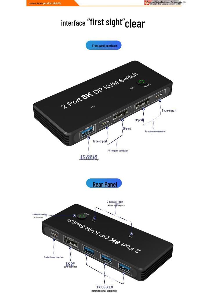 8K/60 Гц 4K/120 Гц USB KVM-переключатель для совместного использования видео с клавиатурой, мышью и принтером