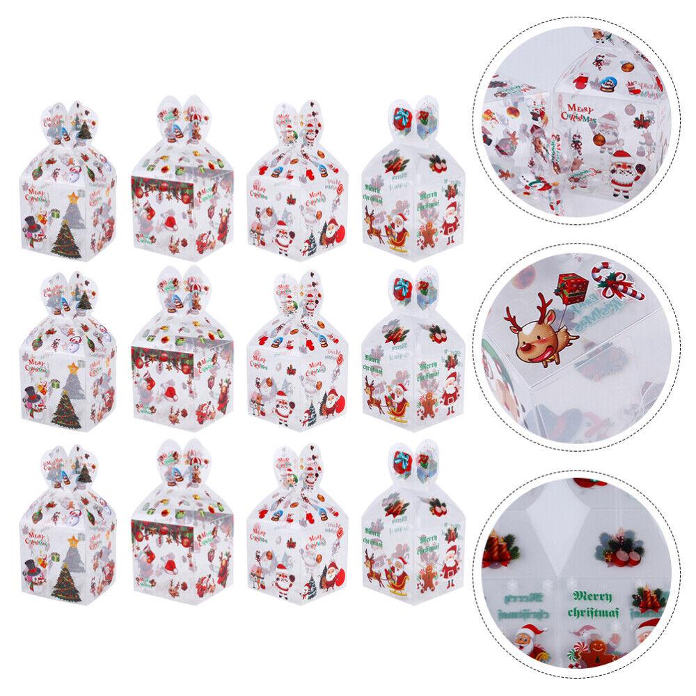 10PCS PVC Transparent Candy Box Christmas Decoration Gift Box and Packaging Santa Claus Snowman Elk Reindeer Candy Apple Boxes