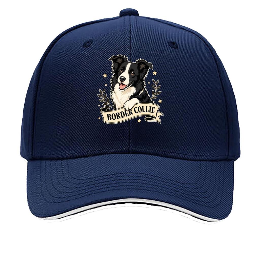 Playful Border Collie Ribbon Portrai Sandwich Baseball Cap Sun Cap Outdoor Workouts Hat