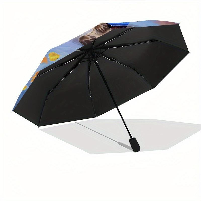 Otter, Autumn Leaves Theme 8 Bone Hand Automatic Folding Umbrella, Compact and Portable Design, A Perfect Gift for Birthday, Christmas or Bu