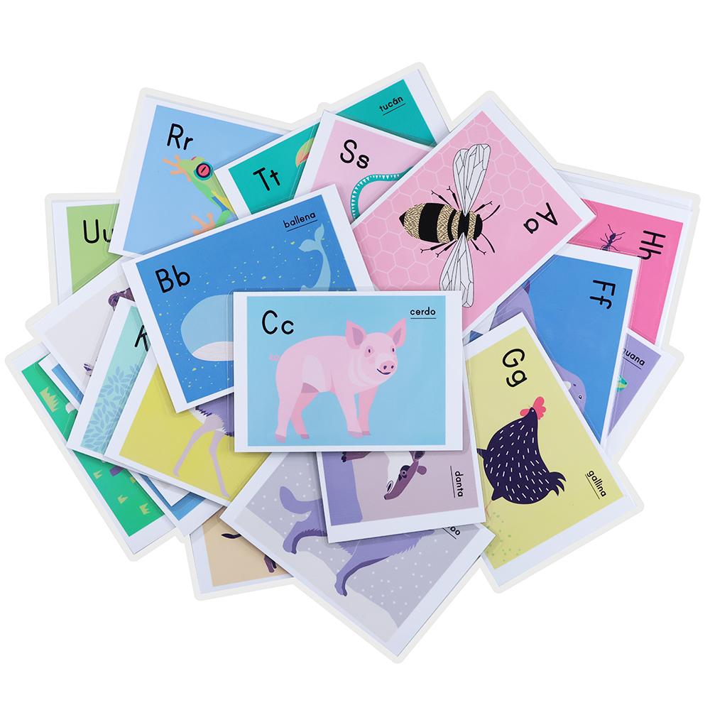 non-toxic Children Spanish Cognition Cards Early Educational Learning Baby Development games Preschool Montessori Toys Flashcards For Kids