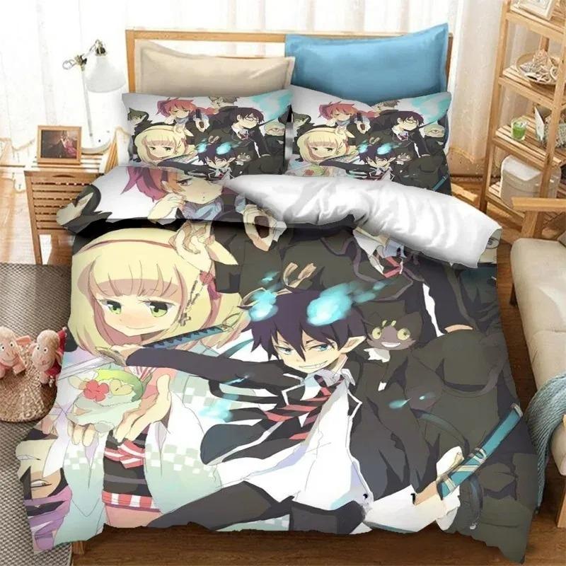 Fashion 3D Printing Anime Blue Exorcist Bedding Set Duvet Covers Pillowcases Comforter Bedding Sets Bedclothes Bed