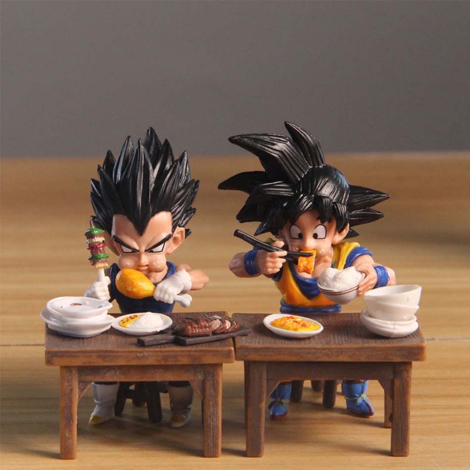 Фигурка Dragon Ball Z Веджета Сон Гоку ест 8 см ПВХ Фигурки Действия Коллекционная Модель Игрушки Для Детей Рождественские Подарки