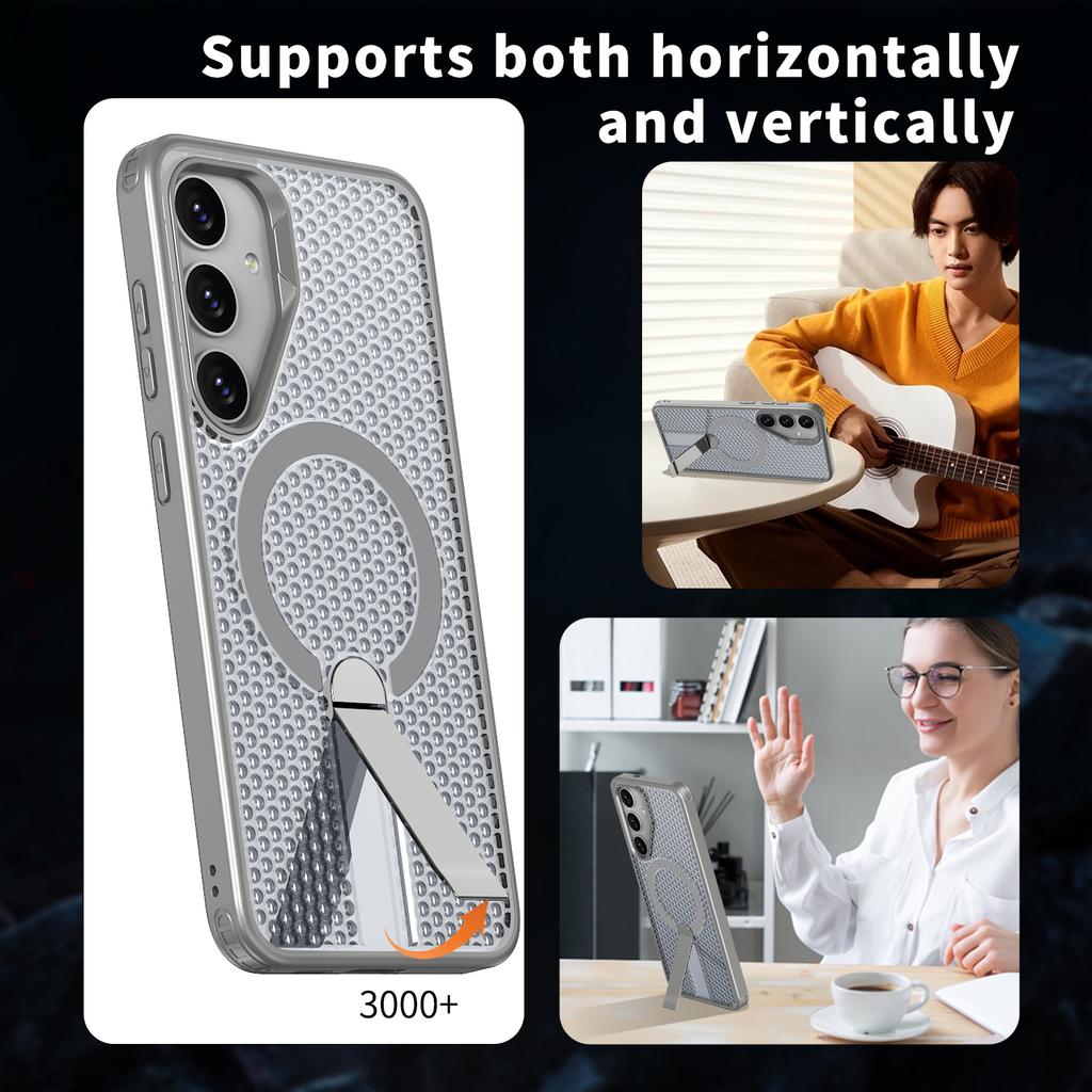 Для Samsung Galaxy S26 / S26 Pro Магнитный чехол Подставка Сетчатая текстура ТПУ ПК Задняя крышка телефона