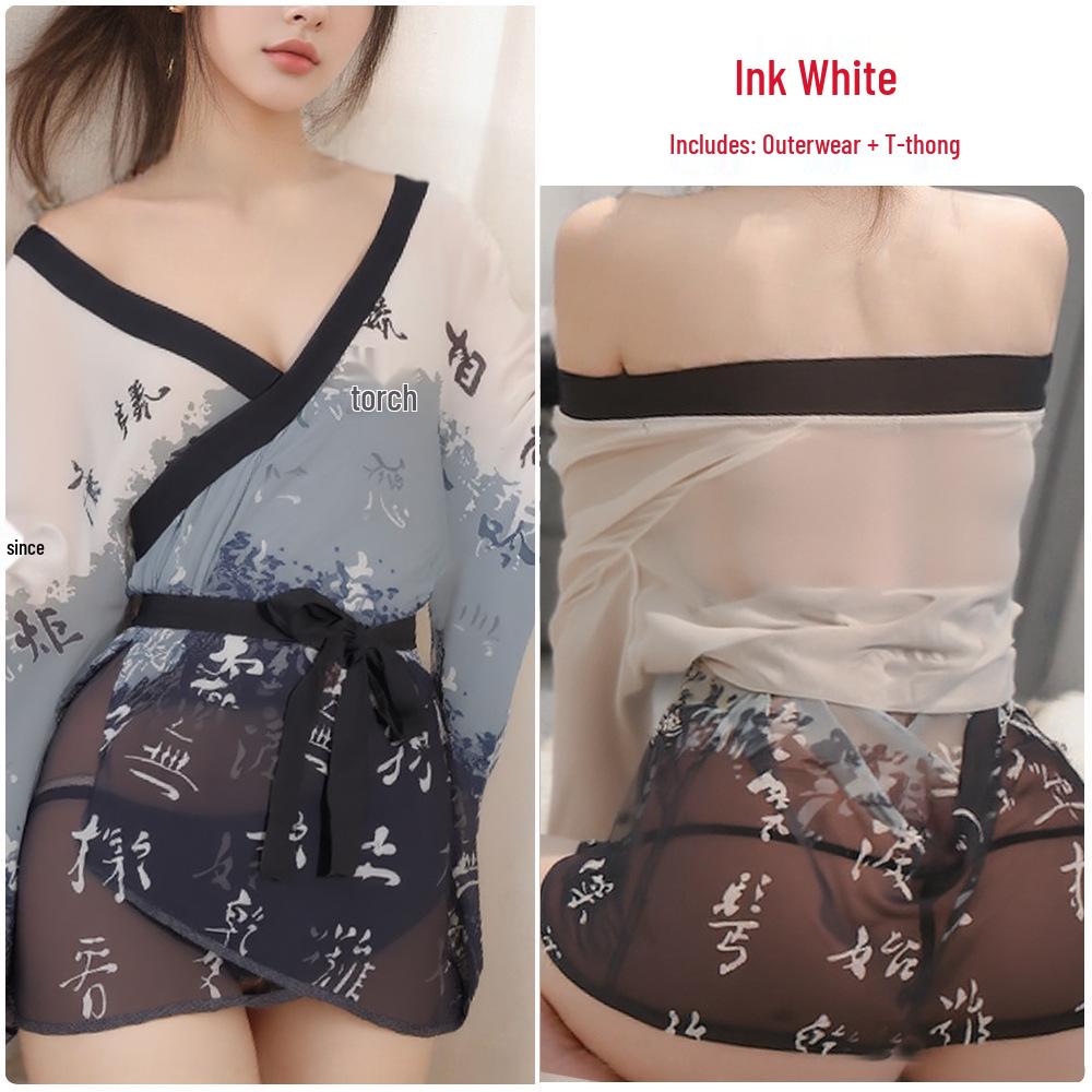 Японское кимоно-нижнее белье - Соблазнительная шифоновая ночная сорочка для женщин