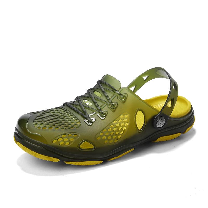 Летние мужские сандалии, пляжные тапочки, модные уличные тапочки, повседневная пляжная обувь для водного спорта, дышащие полые шлепанцы, дешевые мужские кроссовки Aqua