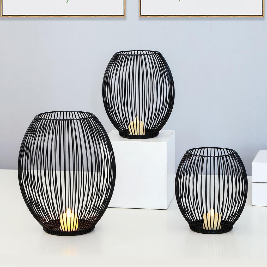 Простой металлический подсвечник, украшение, железная клетка, подсвечник, украшение для дома, свадьбы, столешницы, черный L