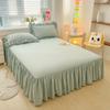 Сплошной цвет юбка-кровать, кружевная юбка с рюшами, 1 шт., чехол для кровати, покрывало для спальни, юбка-кровать, нескользящий чехол для матраса, простыня, покрывало