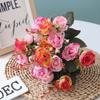 Vibrant 21 Heads Artificial Silk Flowers Rose Bunch Bouquet For Timeless Wedding Arrangements