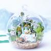 Alice Forest Tea DIY Glass Ball Dollhouse Miniature Model Building Kits Wooden Doll House Handmade Toy Birthday Christmas