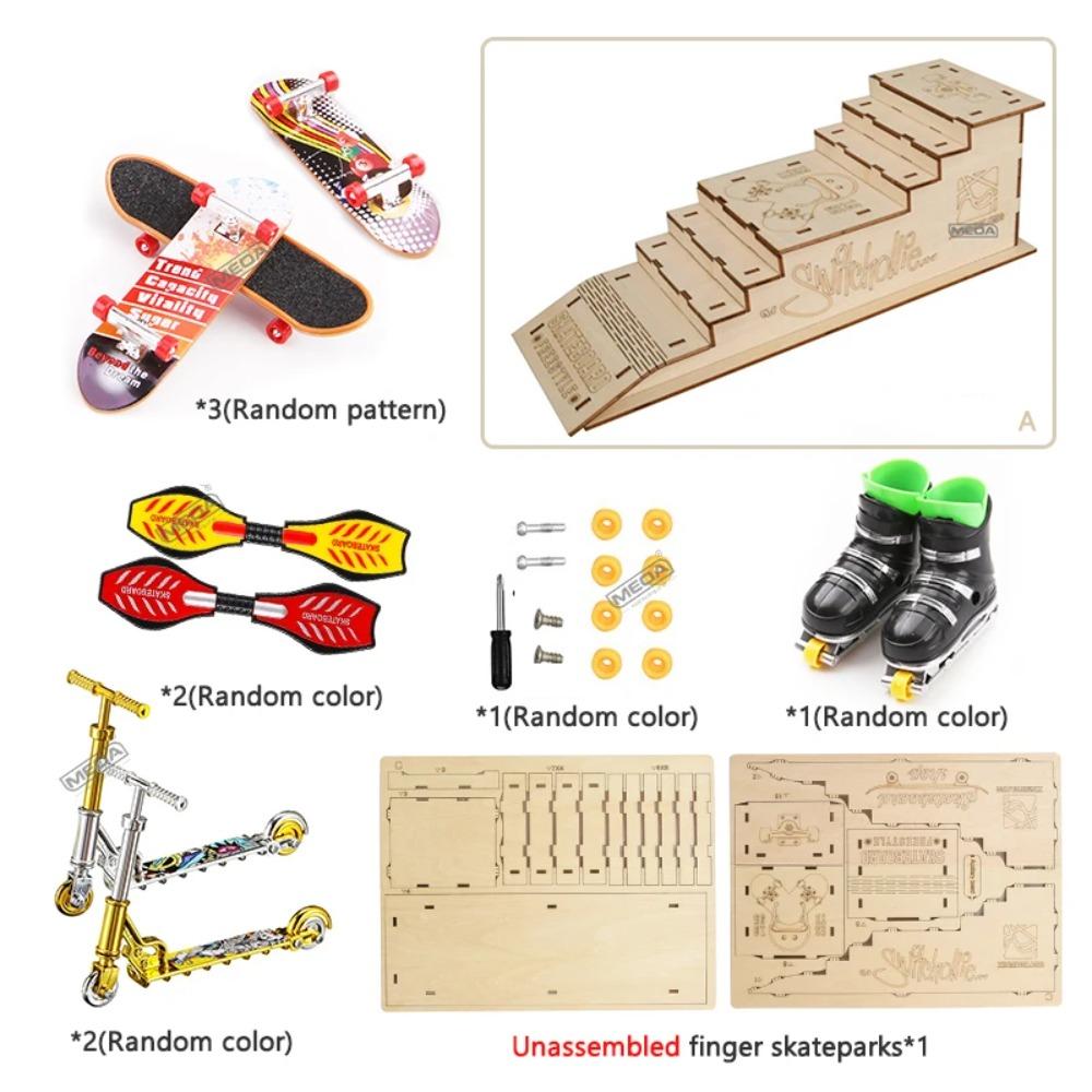 Wooden Finger Skateparks Kits Fingerboards Display Rack Metal Alloy Bridge Plastic Finger Boarding Fingertip Toys Digital Deck
