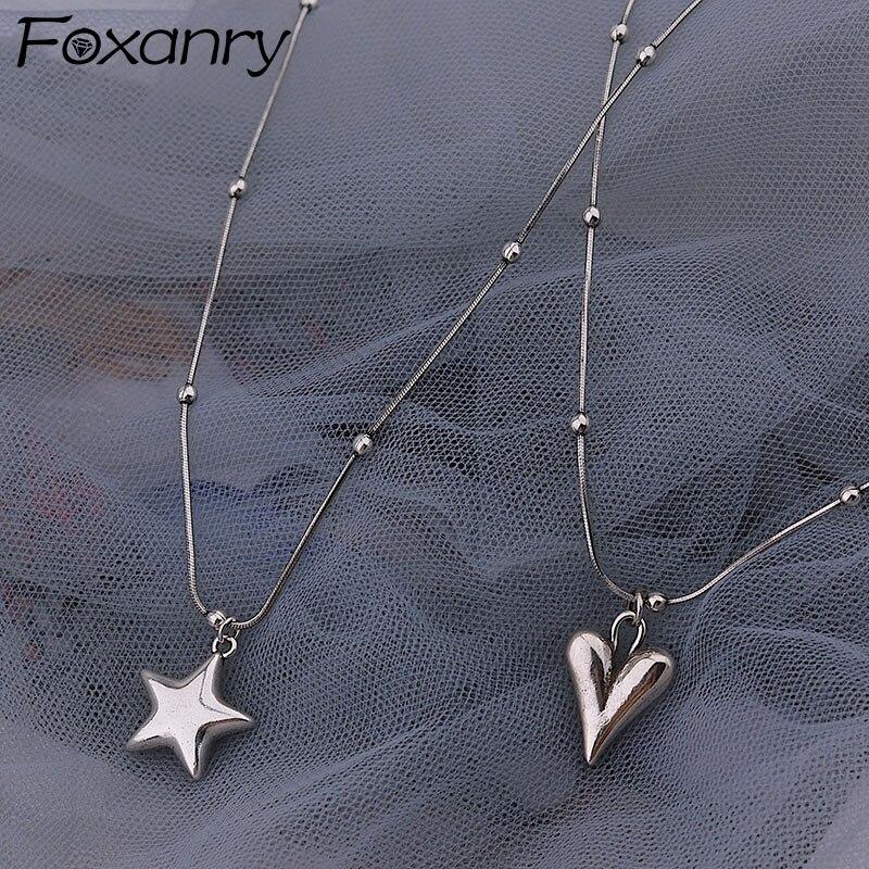 925 Sterling Silver LOVE Heart Necklace for Women Couple Accessories Fashion Vintage Simple Star Party Jewelry Wholesale