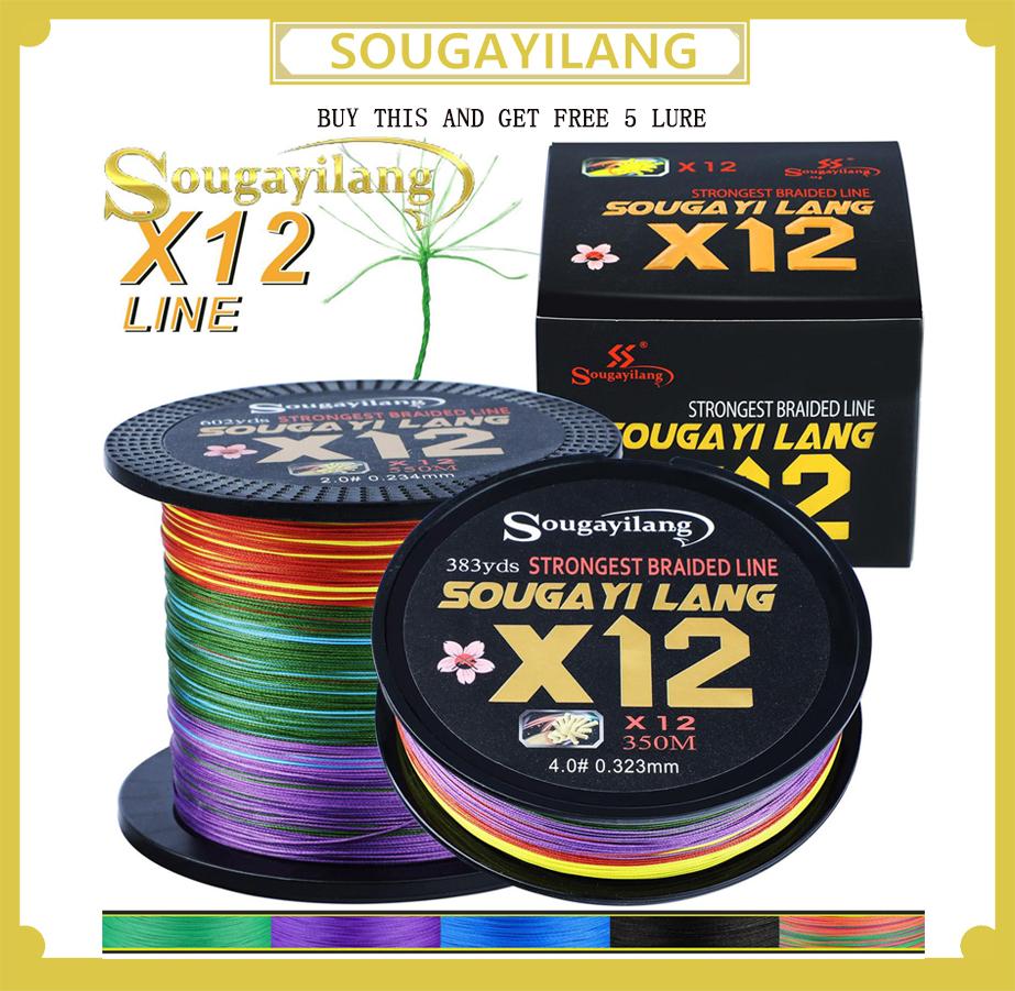 SOUGAYILANG 12-прядная леска, плетеная леска, 20LB-103LB, сверхпрочная, устойчивая к истиранию плетеная леска